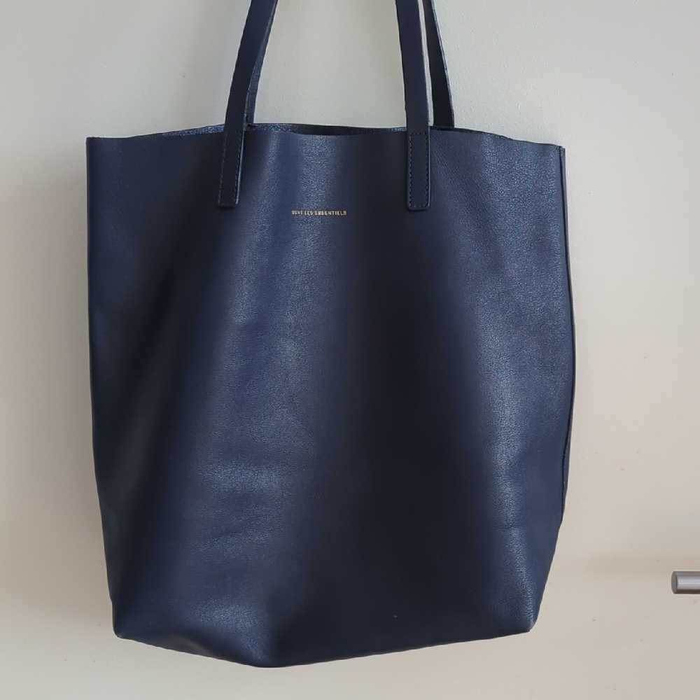 WANT Les Essentiels Dark Blue Navy Leather Tote Logan